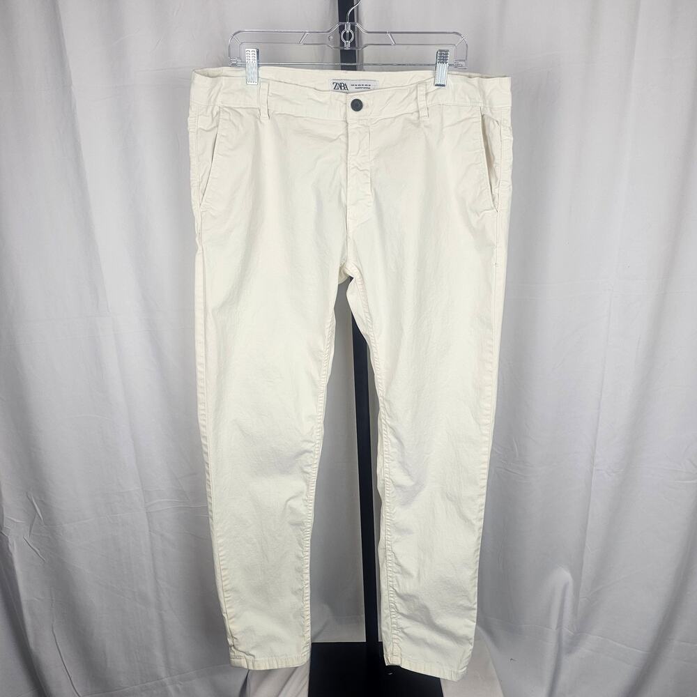 Zara Men’s Cotton Tapered Pants 38x29 Off-White Made in Pakistan